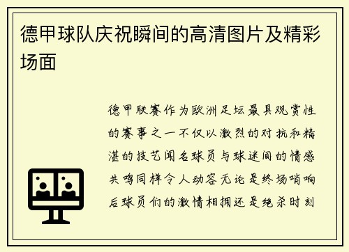 德甲球队庆祝瞬间的高清图片及精彩场面